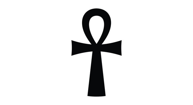 A stark black ankh the ancient egyptian symbol of life is presented as a bold silhouette high quality