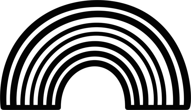 Abstract Black and White Rainbow Arc Lines Geometric Pattern