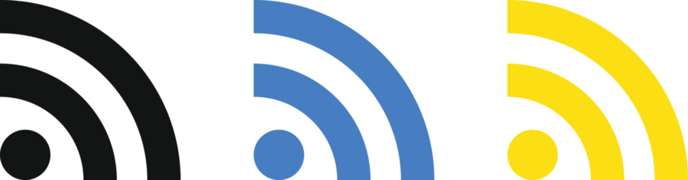 RSS Feed Icon Set. Latest news and feed symbols. Application and website signs. Content delivery and follow icons
