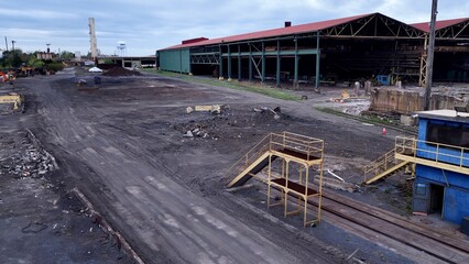 Naklejka premium Toxic Industrial Cleanup and Steel Mill Demolition Aerial Georgetown South Carolina