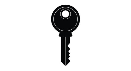 A simple graphic depicts a black key with a traditional tooth pattern presented as a stark silhouette © jivect02