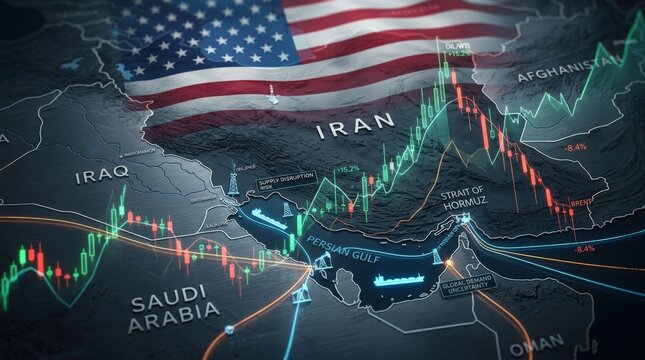 Oil Market Crisis Concept Stylized Map Iran