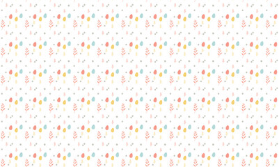 Obraz premium Seamless Easter Pattern with Pastel Egg Shapes and Hand Drawn Spring Floral Sprigs for Festive Textile and Wallpaper Design.