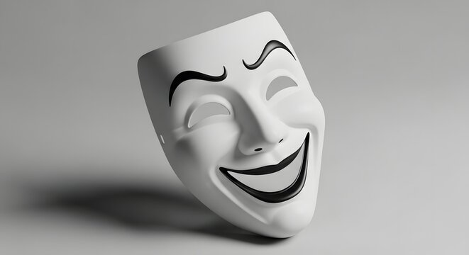 A white jester mask symbolism of deception and hidden emotions