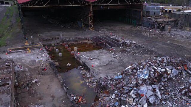 Aerial of Demolition and Toxic Cleanup at Steel Mill in Georgetown South Carolina