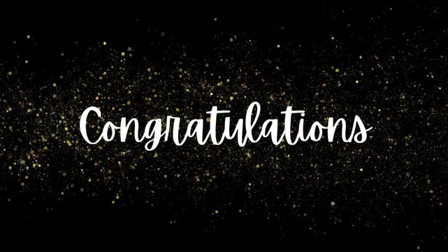 Congratulations with Gold Glitter on Black Background