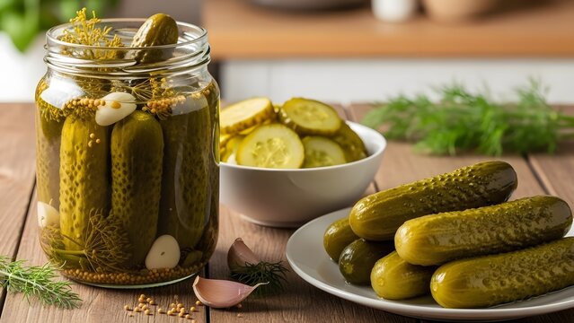 Homemade dill pickles in a jar a briny and refreshing summer treat