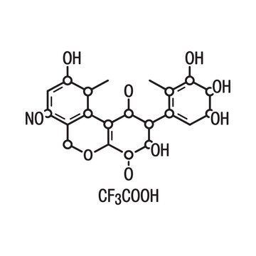 Chemical structure of a complex organic molecule with hydroxyl and nitro groups