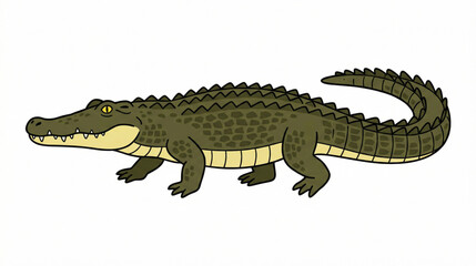 Fototapeta premium Green Crocodile Illustration Isolated on White Background