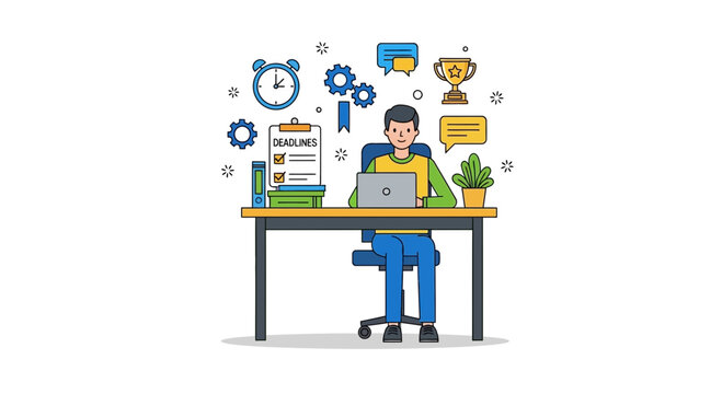 Skill Development Productivity Flat Vector Illustration, Learning Process, Professional Growth, Self Improvement, Work Efficiency, Digital Skills Concept for UI UX Design