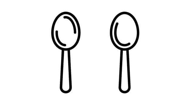 Two line art spoons icon illustration with white background with eating utensil