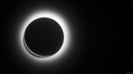 Dramatic mysterious black and white eclipse forms glowing ring and bright circle in deep outer space evoking deep emotion