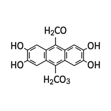 Chemical structure of chrysophanic acid with hydroxyl and methoxy groups
