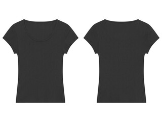 Naklejka premium Black crew neck T-shirts with short sleeves isolated on white background