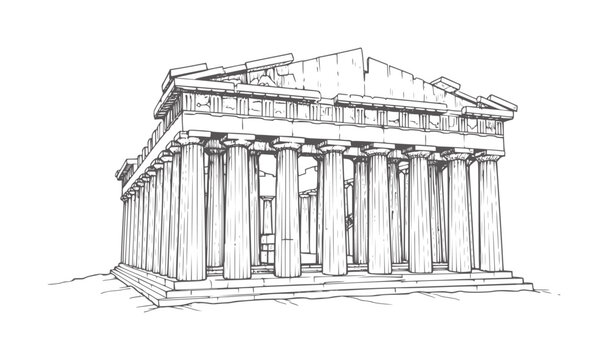 Ancient Greek Parthenon temple with Doric columns and pediment greece