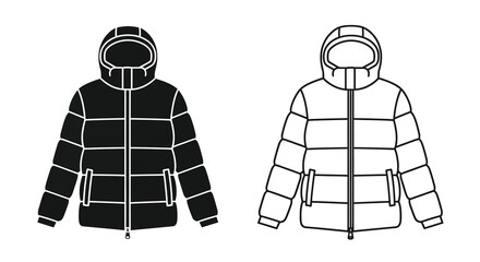 Two quilted puffer jackets presented in a striking black silhouette © IMkM00i76