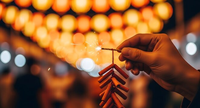 Hand Holding Fuse for Firecracker Ritual