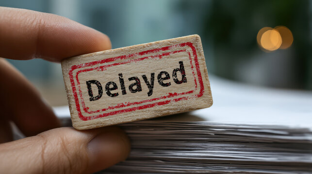 Supply chain disruption delayed stamp paperwork hand office business logistics supply chain disruption causes delayed paperwork and challenges