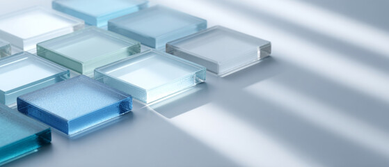Abstract glass tiles with light shadows