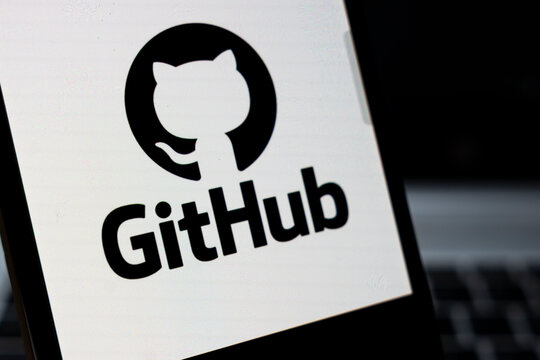 Warsaw, Poland - April 2, 2026: Close-up of a smartphone displaying the GitHub logo, symbolizing collaboration and version control in software development and technology.