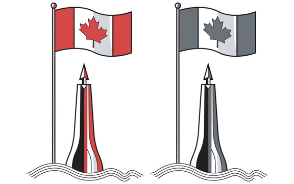 Canada Day Comparison of the canadian and provincial flags with flagpoles Vector