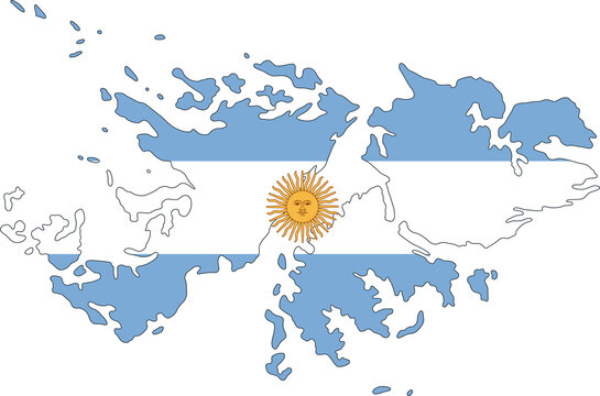Silueta del mapa de las Islas Malvinas. 02 de Abril	