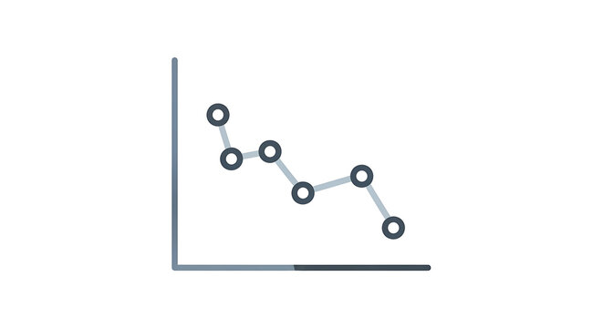 A graph displays a declining trend line with connected data points on a coordinate plane.