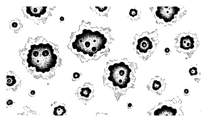 Hand drawn pattern of craters and holes with detailed hatching and grunge style © AnjaliDesai