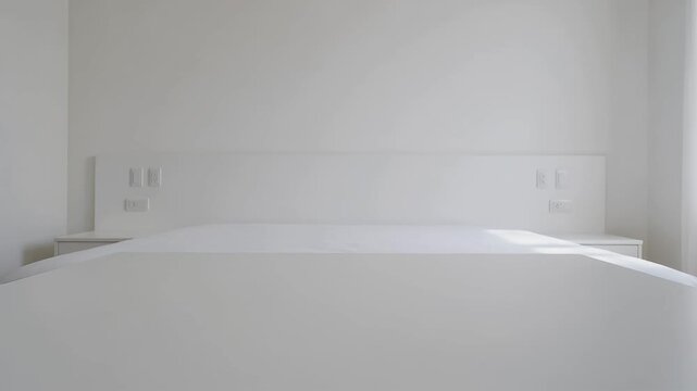 Discover the pristine purity and minimalist elegance of this immaculate white bedroom, celebrating the essence of National Clean Room Day