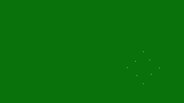 Circle burst line shape firework animation with glowing ellipse spark blasts and highlight explosion effects on green screen smooth looping professional cinematic 4K