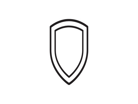 Simple black and white line drawing of a medieval shield symbol of protection
