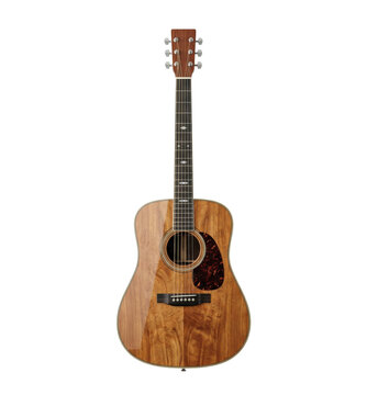 Acoustic guitar with polished wood finish isolated