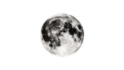 Isolated full moon, highly detailed monochrome celestial body, perfect sphere in outer space © Corotaev