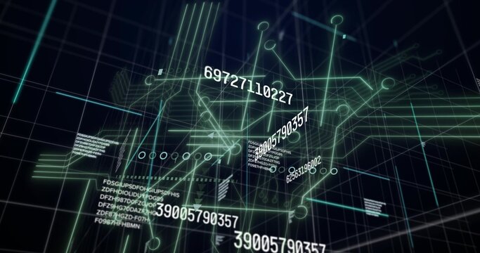 Glowing node cluster pulsing and connecting in holographic map, with wireframe grid, numeric labels