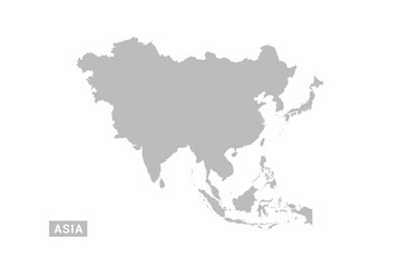 Obraz premium Asia map - Minimal Flat Vector Illustration in Black and Gray, Isolated on White Background, Ideal for Infographics, Educational Use, Reports, and Presentations.