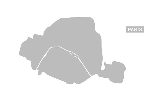 Paris map - Minimal Flat Vector Illustration in Black and Gray, Isolated on White Background, Ideal for Infographics, Educational Use, Reports, and Presentations.