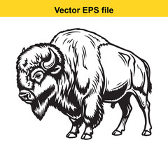 A black and white drawing of a bison © MdZulhash