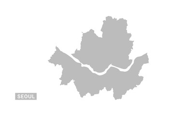 Obraz premium Seoul map - Minimal Flat Vector Illustration in Black and Gray, Isolated on White Background, Ideal for Infographics, Educational Use, Reports, and Presentations.