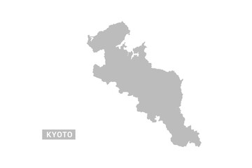 Fototapeta premium Kyoto map - Minimal Flat Vector Illustration in Black and Gray, Isolated on White Background, Ideal for Infographics, Educational Use, Reports, and Presentations.