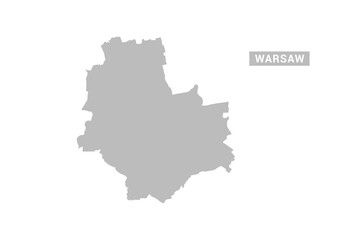 Obraz premium Warsaw map - Minimal Flat Vector Illustration in Black and Gray, Isolated on White Background, Ideal for Infographics, Educational Use, Reports, and Presentations.