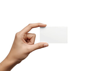 Fototapeta premium Hand holding blank white business card mockup