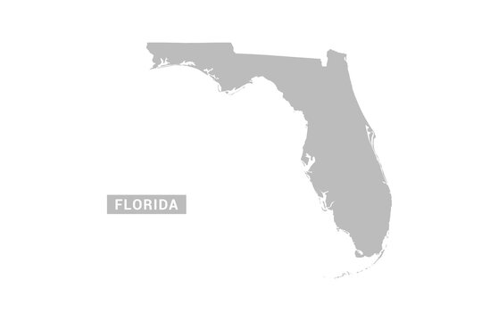 Florida map - Minimal Flat Vector Illustration in Black and Gray, Isolated on White Background, Ideal for Infographics, Educational Use, Reports, and Presentations.