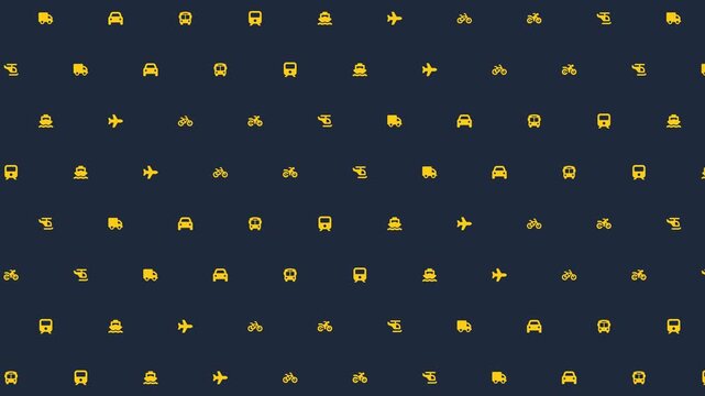 Minimalist looping yellow icon pattern on black background with white space below, geometric symbol array abstract wallpaper