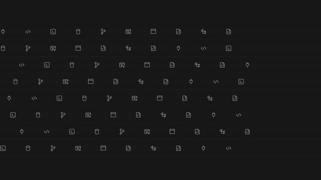 Looping icon grid background pattern with mathematical symbols on black section above clean white rectangle minimalist design template