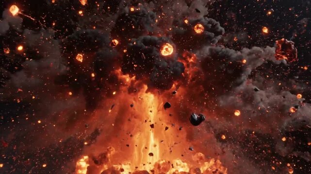 Fiery Explosion Bursting in Dark Space with Stars