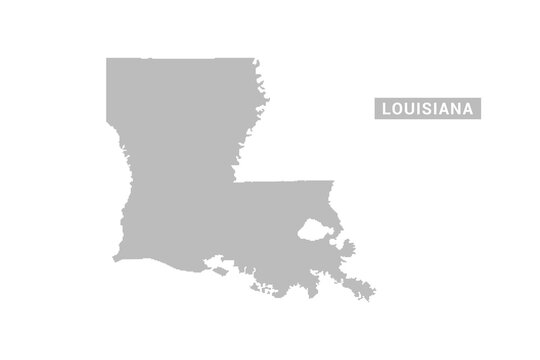 Louisiana map - Minimal Flat Vector Illustration in Black and Gray, Isolated on White Background, Ideal for Infographics, Educational Use, Reports, and Presentations.