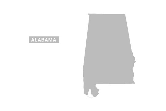 Alabama map - Minimal Flat Vector Illustration in Black and Gray, Isolated on White Background, Ideal for Infographics, Educational Use, Reports, and Presentations.
