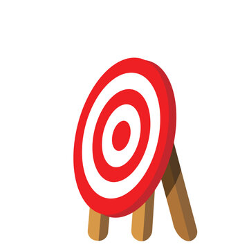 Target Board Vector Illustration &ndash; Red Bullseye on Stand for Goal, Accuracy and Business Success Concept Isolated on Transparent Background