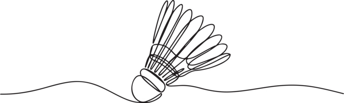 One continuous line illustration of a badminton shuttlecock, Badminton ball one line drawing. one line Icon drawing