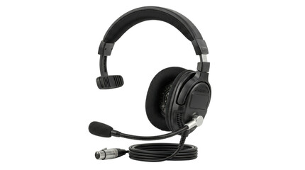Professional broadcast headset with boom microphone and cable isolated © BTG